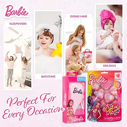 Barbie Gifts for Girls Bath Bombs and Detangle Hair Brush Gift Set