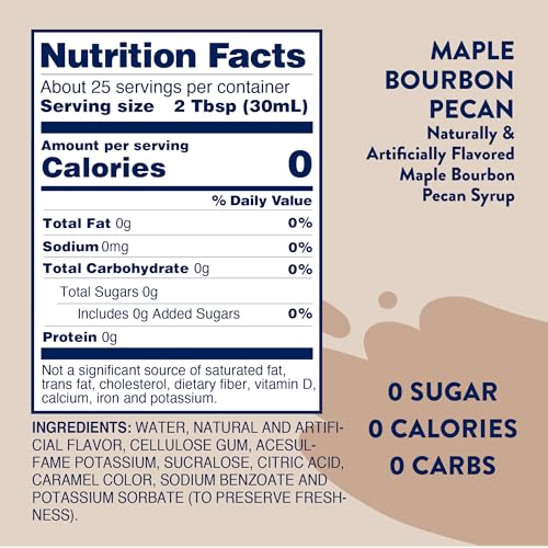 Image of Jordan's Skinny Mixes Sugar Free Coffee Syrup, Holiday Maple Bourbon Pecan Coffee Flavoring Syrup, Zero Calorie Drink Mix for Lattes, Baking, Protein Shake, Dairy & Gluten Free, Kosher, 25.4 Fl Oz