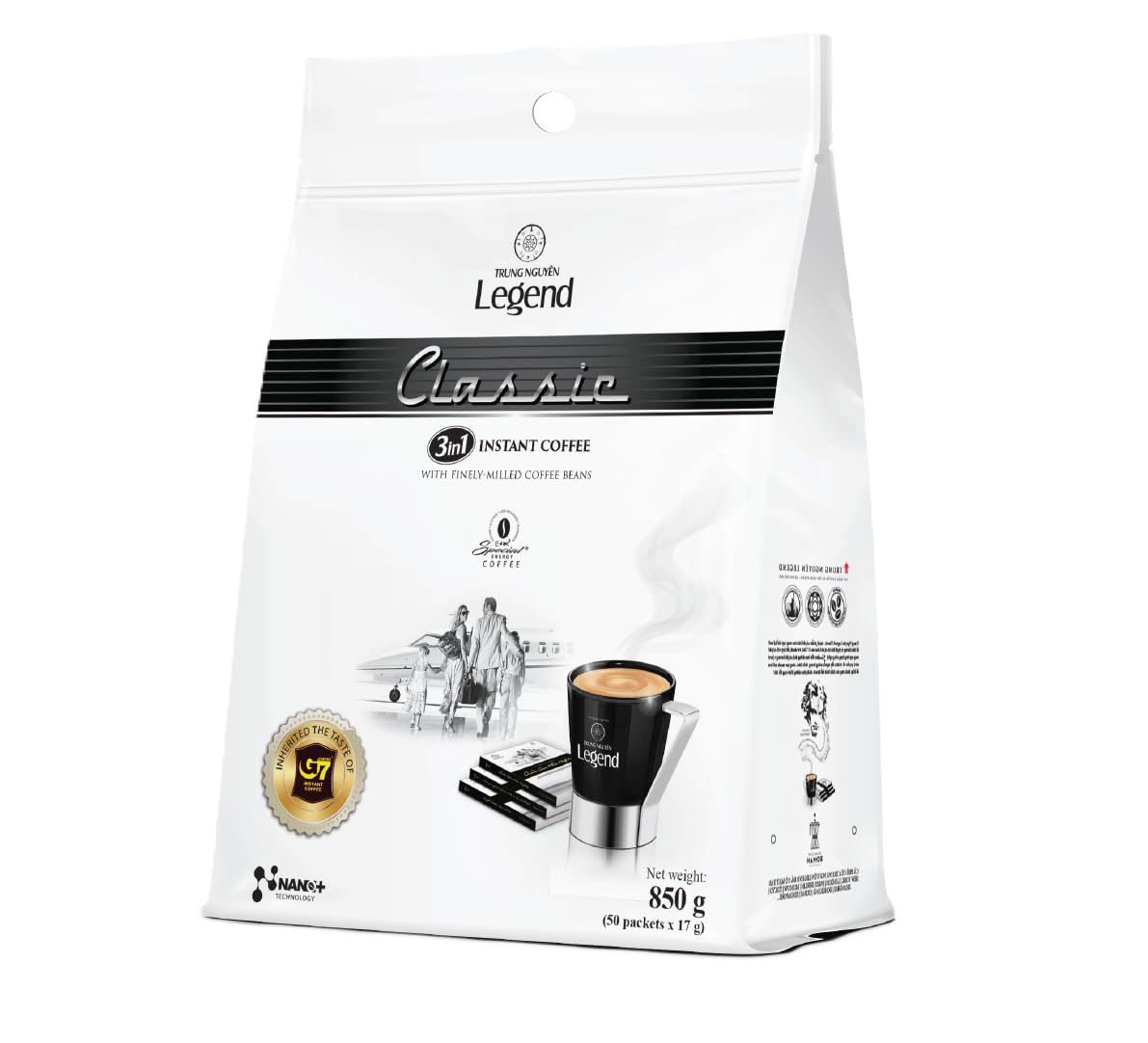 TRUNG NGUYEN LEGEND CLASSIC Premium 3 in 1 Instant Coffee -for Energy Boost by NANO+ Technology, Non-Dairy Creamer, Coffee Mix - Strong and Pure Vietnamese Instant Coffee (50 Packets/Bag)-picture-23