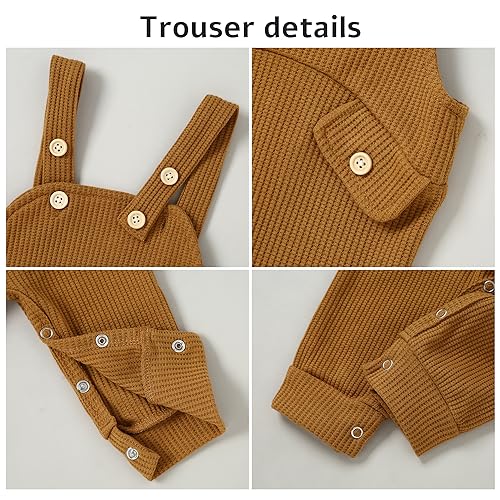 Image of CARETOO Baby Boy Clothes Suit Infant Gentleman Boy Outfits Dress Shirt /Bowtie /Suspender Pants Set 0-18 Months