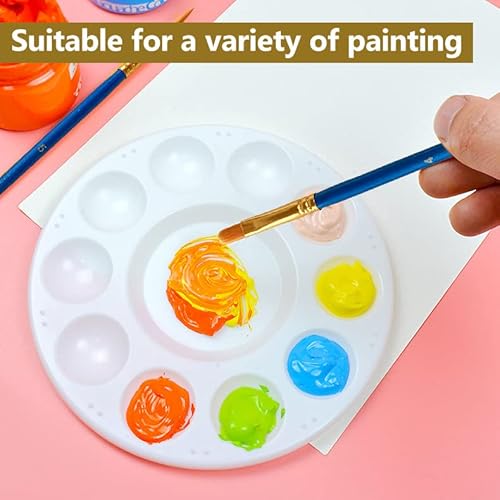 Paint Brushes Palette Set, 10Pcs Nylon Hair Brushes And 1Pcs Plastic Paint Palette, Combination Suitable For Oil, Acrylic And Watercolor #TOP4
