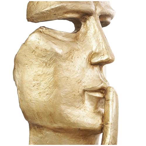 Escultura Decorativa Polystone 40 in Dorado con Base Negra miniatura 5
