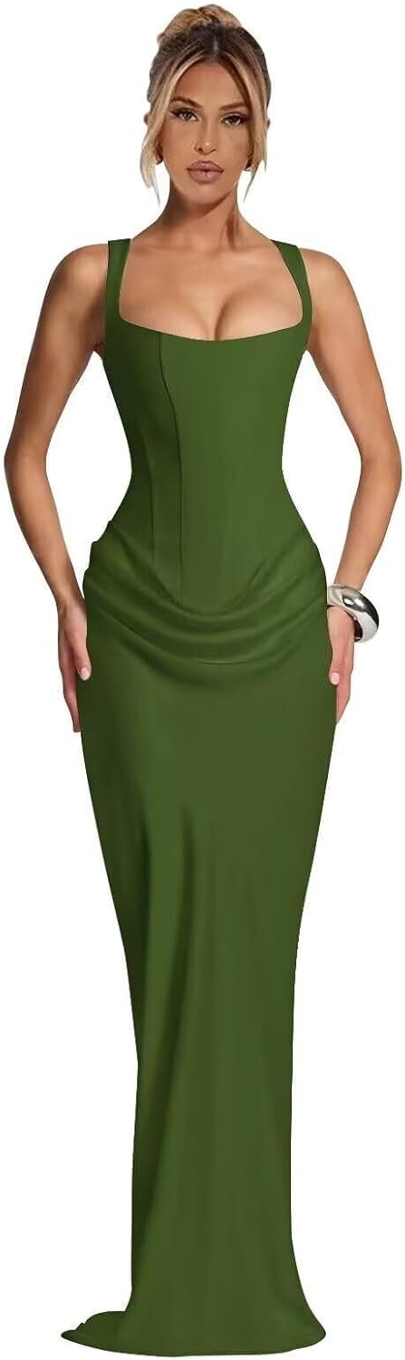 Satin Ruched Prom Dresses 2026 Spaghetti Straps Corset Mermaid Long Maxi Formal Evening Dress BSXW101