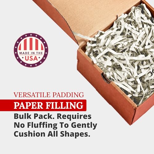 Image of BOX USA Ivory Crinkle Paper Filler (10lb) - Shredded Paper for Basket Stuffing, Shipping, Packaging, Confetti, Crafts & Holidays - Crinkle Cut
