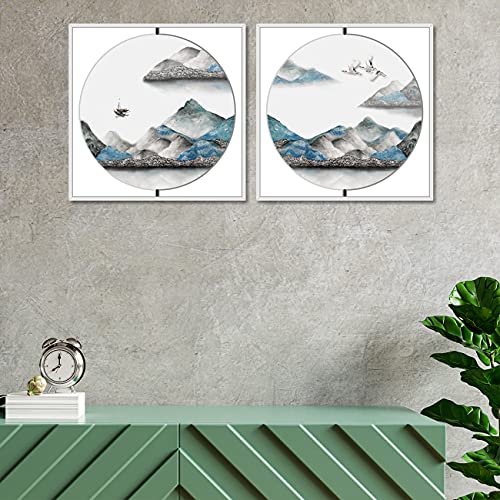Image of PAINTINGMANTRA Set of 2 Landscape Theme Canvas Painting Painting For Living Room Size-13x13 Inches