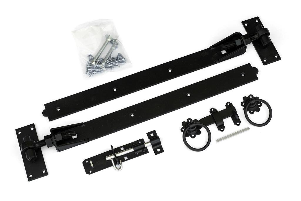 1st Fix South Black 450mm (18") Adjustable Hook and Band Gate Hinge Set for A Single Gate/Door