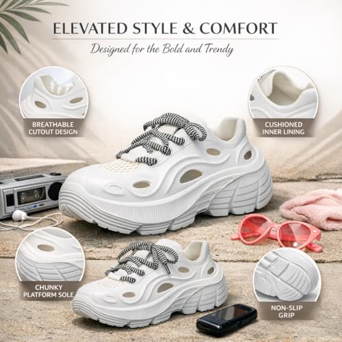 Image of GLJ VibeX Girls Sneakers Stylish White Running Shoes Breathable Comfortable Anti Skid Outsole Premium Footwear for Casual Sports Gym Walking