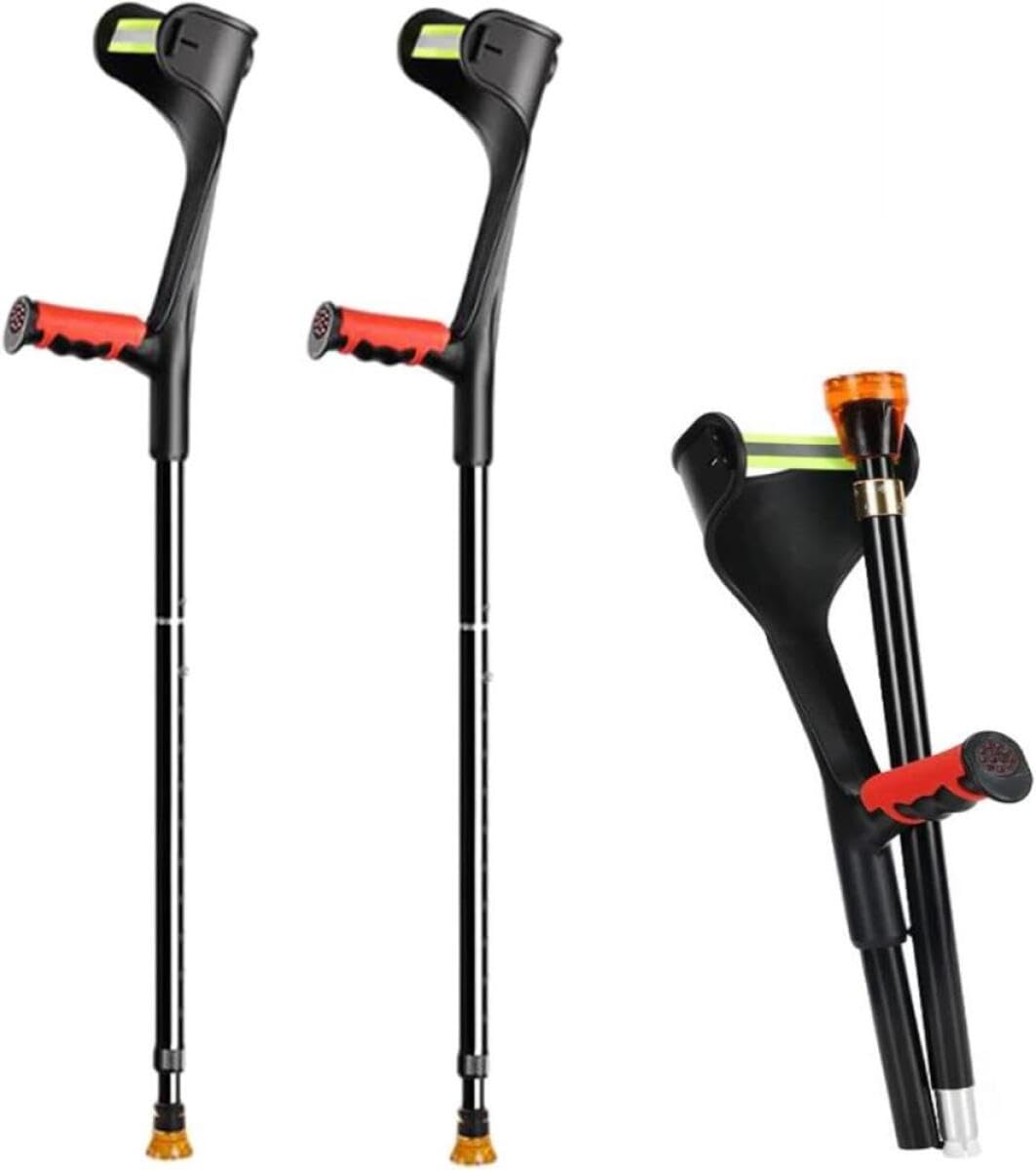 Muletas para antebrazo, muletas de altura ajustable para adultos, muletas ortopédicas ligeras con mango ergonómico, par