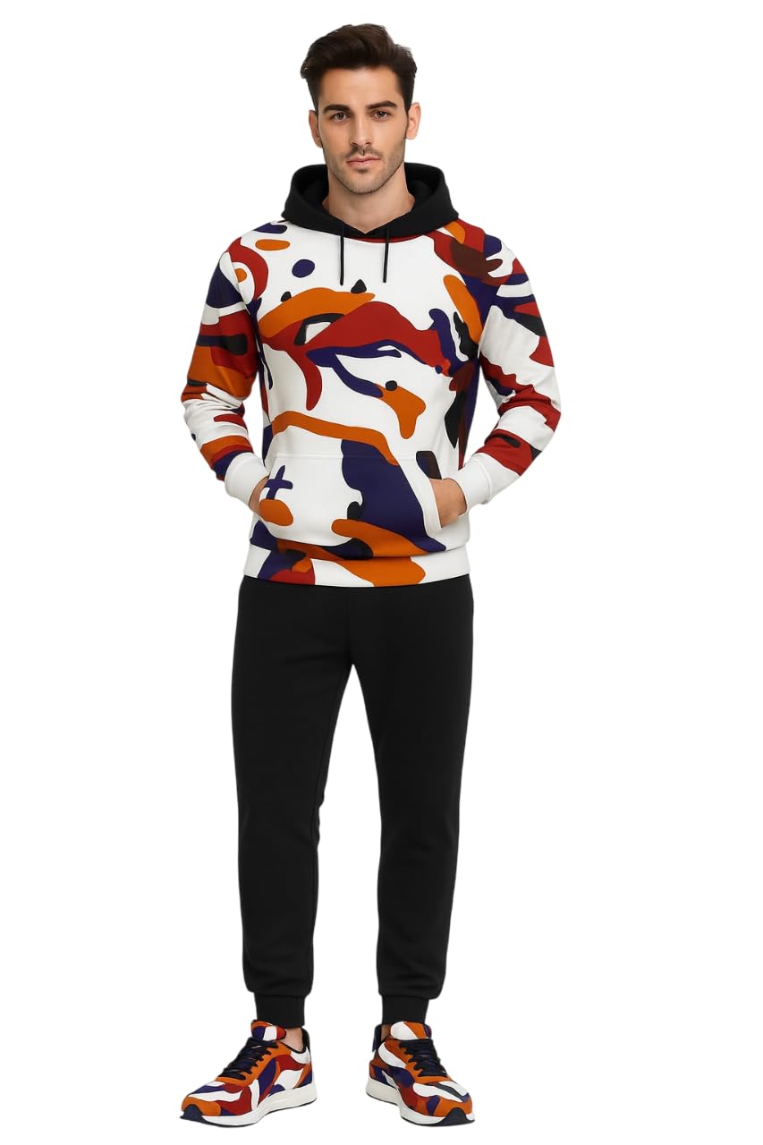 Men White Tiger Camo Hoodied Track Suit || Hoodie & Track Pant | Athletic | GYM | Running |Premium Track Suit Set |-image-32