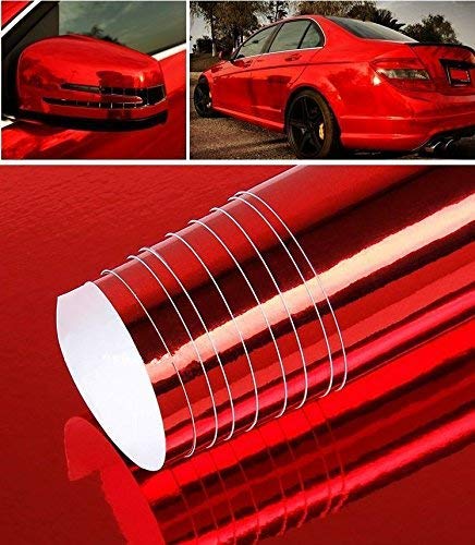 Gloss Red Chrome Mirror Vinyl Car Wrap Sticker with Air Release Bubble Free Anti-Wrinkle 12x24 inch-image-33