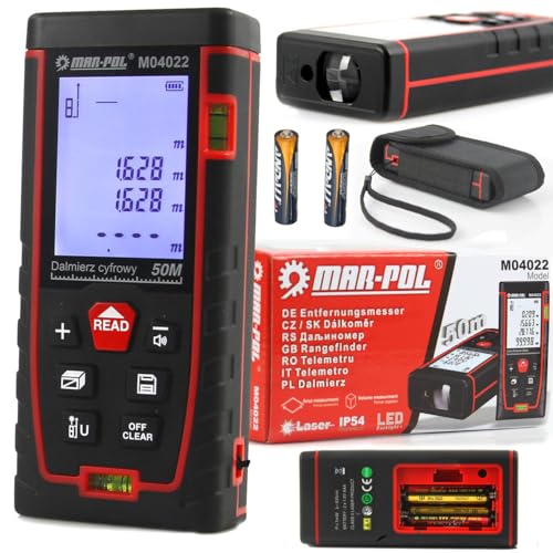 Telemetro Misuratore Metro Laser | 50m | Display LCD Retroilluminato | Capacità di Calcoli | Cambio Unità di Misura