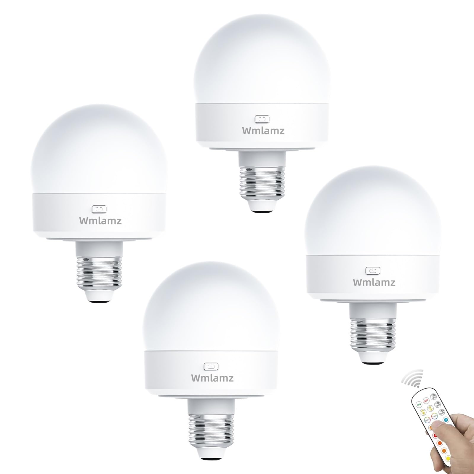 Bombillas Inteligentes Recargables Con Mando A Distancia，E26 Bombillas LED De Emergencia Para Aplique De Pared Inalámbrico Sin Cable, Hogar (Color : 4 Packs)