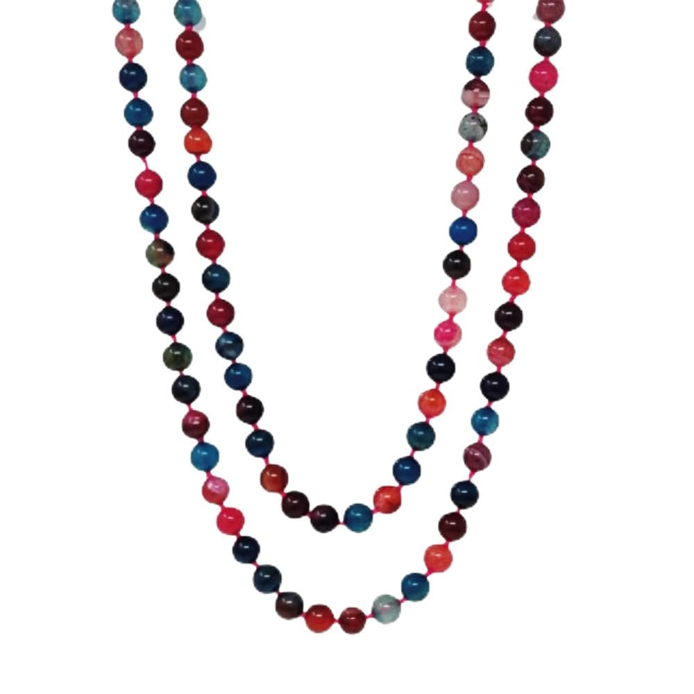 TreasureBay Freestyle - Collana da donna con perline in pietra naturale, 8 mm, 120 cm, Gemma, agata,