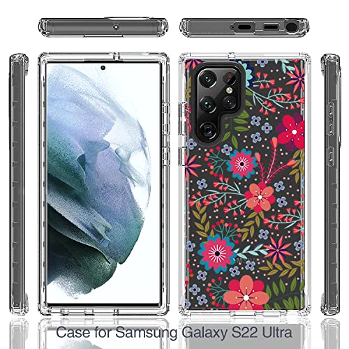Coque antichoc pour Galaxy S22 Ultra transparente fleurie en TPU souple - 5