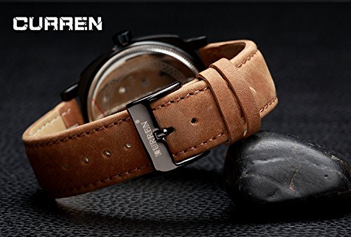 CURREN Luxury Men Quartz Luminous Watch Fashion Sport Leather Strap Wristwatches (black)