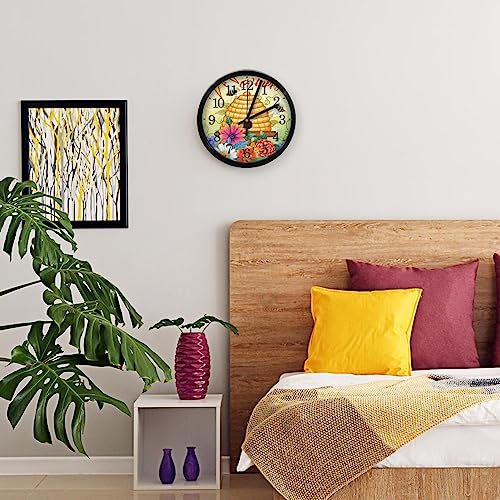 Horloge murale silencieuse à quartz sans tic-tac à piles Happy Bee