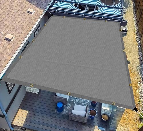 Image of HDPE Fabric Self Fold with SS Eyelet Sun Shade Sails 85-90% Protection from Sun & UV Rays Ideal for CarParking,Outdoor Garden,Balcony,Tent(Grey Color, 9.5 X 16 Feet) Pack of 1 Pc