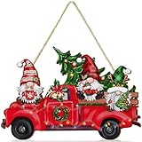 Rustic Wooden Gnome Welcome Hanging Sign, 13.8 Inch Porch Sign for Front Door, Farmhouse Wall Holiday Indoor Outdoor Decoration