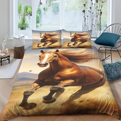 Parure de lit cheval 260x230 cm avec housse de couette imprimé animal 3D - 2