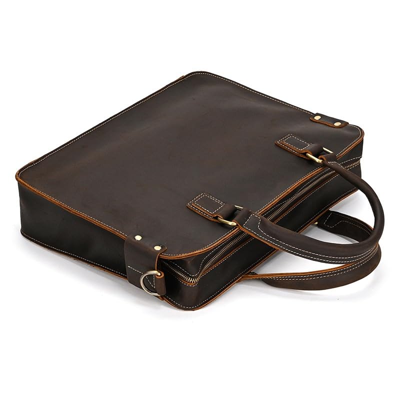 Men's Briefcase 14 "Computer Bag Top Layer Cowhide Tote Shoulder Crossbody Bag Commuter Business Bag4