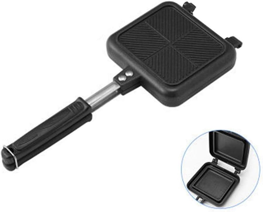 Double-Side Non-Stick Sandwich Maker Bread Toast Breakfast Machine Waffle Pancake Baking Barbecue Oven Grill Frying Pan(E)