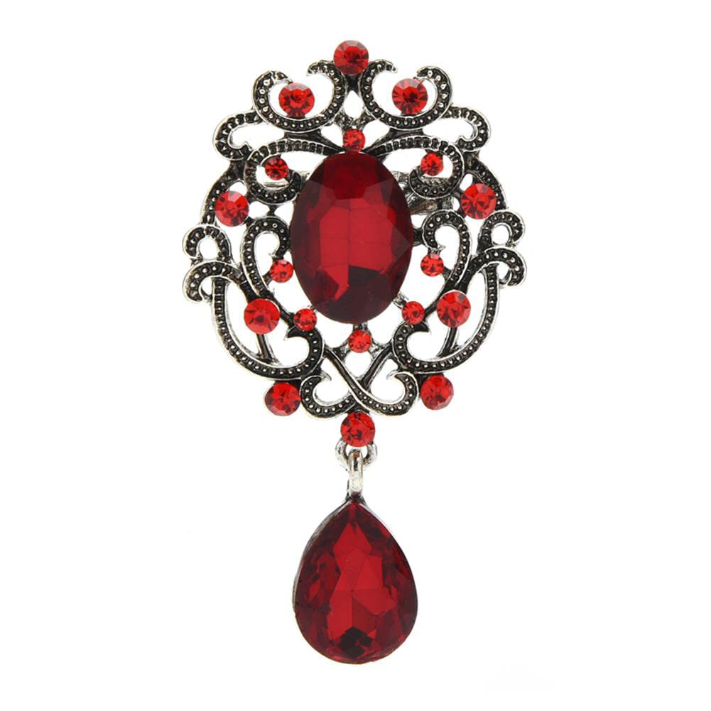 Broschennadel, Anstecknadel for Rucksäcke, Damen, Sammlung und Präsentation, Anstecknadeln, Broschen und Anstecknadeln, Vintage-Palast-Stil, Wassertropfen, ES-Damen, 3-farbige Kristallblume, Party-Bür