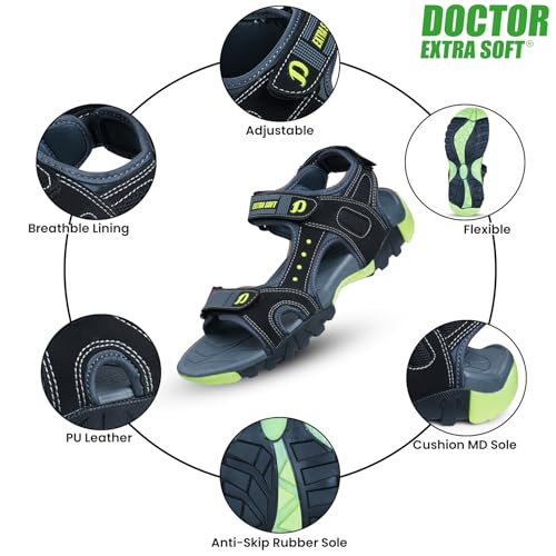 Image of DOCTOR EXTRA SOFT Men's Classic Athletic & Outdoor Casual Sandals /Floaters with Adjustable Cushion Strap for Adult | Comfortable & LightWeight |Stylish & Anti-Skid |Everyday Use for Gents & Boys D-305