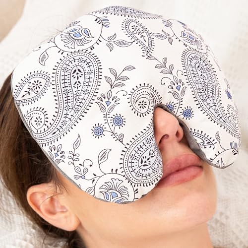 Weighted Sinus Mask, Warm Cold Compress Eye Mask for Dry Eyes, Migraine, Sinus Pressure Relief, Stress, Eye Pillow Microwavable Face Heating Pad for Puffy Eyes, Self-Care Gifts for Women (8x7 Inch)