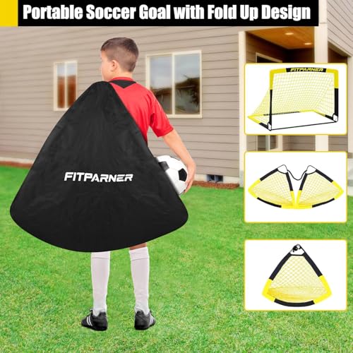 Image of Kids Soccer Goals for Backyard Set - 2 Pack of Portable Pop Up Soccer Nets with Ball,Cones,Complete Training Equipment Kit for Toddler,Youth,Kids Age 3-14,Outdoor Sports Game