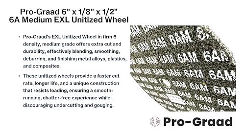 Image of EXL Unitized Wheel, Aluminum Oxide, 6 inch Diameter x 1 /8 inch Wide x 1 /2 inch Arbor, 6A Medium | 27974 | (Pack of 1)