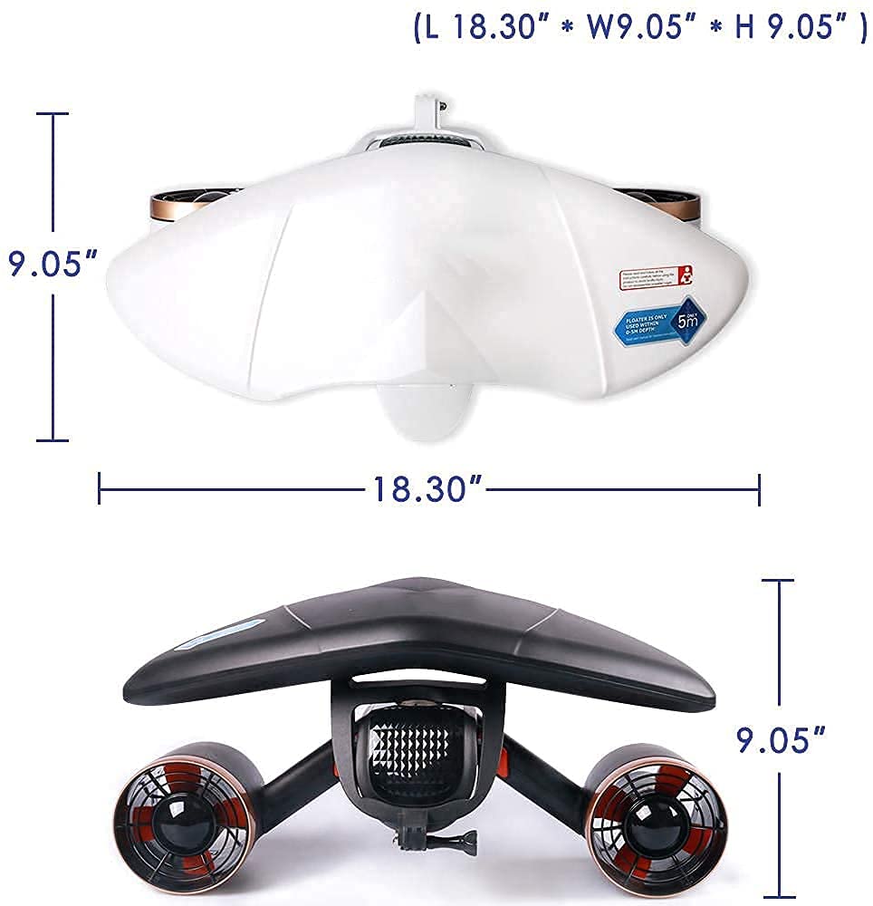 Scooter Subacqueo Booster Subacqueo Doppia Elica Propulsori Portatili per Immersioni Nuoto Snorkeling con Supporto per Fotocamera Sportiva