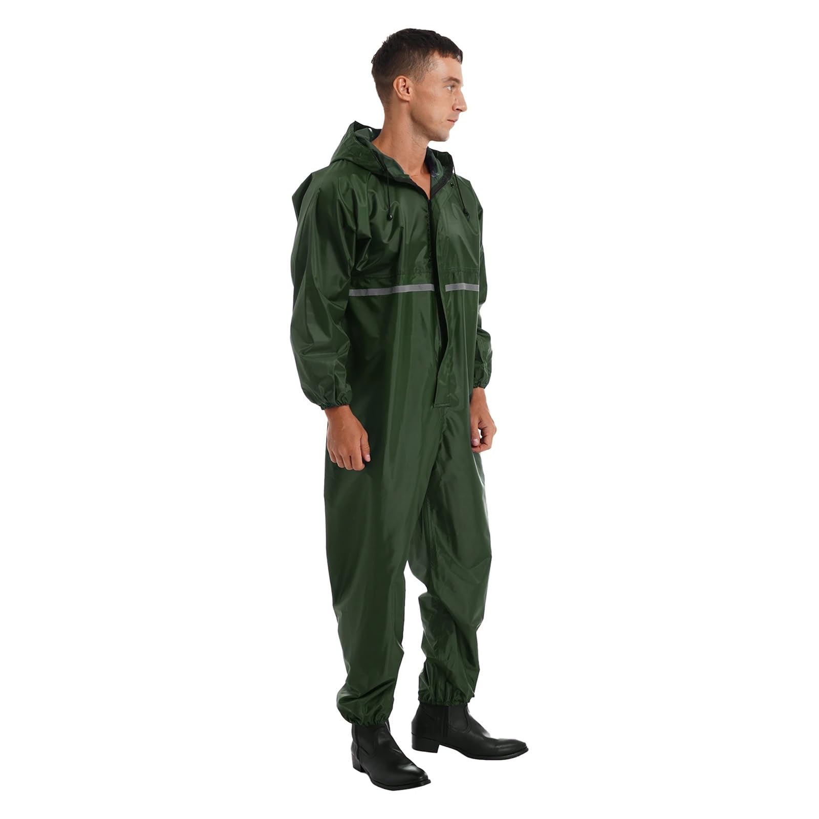 Tuta Da Lavoro Uomo Tuta intera con cerniera da uomo, tuta da lavoro, tuta riflettente, antipioggia, impermeabile con cappuccio for motociclisti(Black,165)