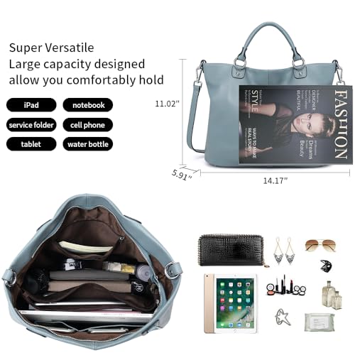 Image of Kattee Women's Soft Genuine Leather Tote Bag, Top Satchel Purses and Handbags