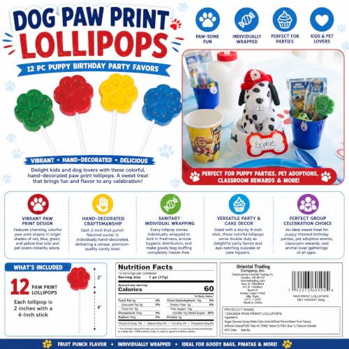 Fun Express Dog Paw Print Lollipops - 12 Pc Puppy Birthday Party Favors - image 2