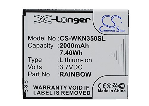 CS-WKN350SL Batterie 2000mAh Compatible avec [Wiko] Bloom, M172, N350, Rainbow, Rainbow 3G, Neongelb remplace