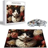 Puzzle 1000 Piezas Adultos, Puzzle Gato con Exquisita Caja de Embalaje, Medidas: 75 x 50 cm, Rompecabezas Peonía para Toda la Familia, Rompecabezas Desafiante para Decoracion Hogar y Pared B-101