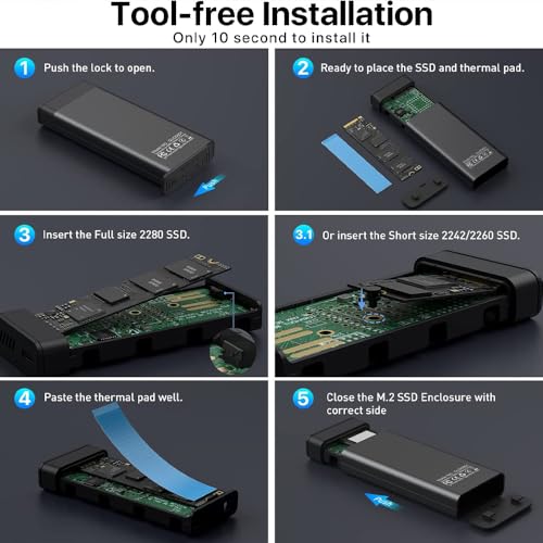 Caja externa para disco M.2 SSD con ventilador USB 3.1 aluminio miniatura 6