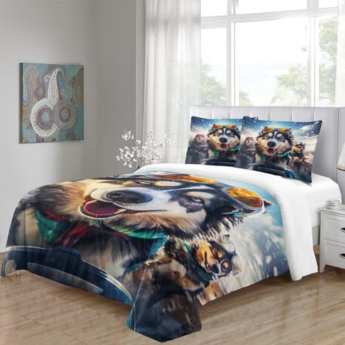 Juego de funda nórdica de perro de trineo king de microfibra suave 220x240 cm 5