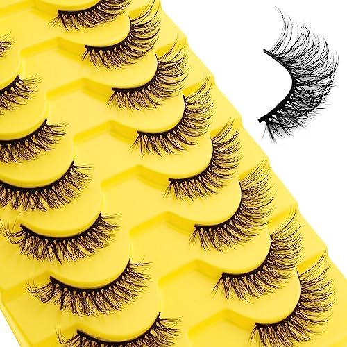 Pestañas Postizas 10 Parejas - 6D Pestañas Postizas Naturales 3/4 Pestañas Cortas Pestañas Profesionales Reutilizables (ZL35)