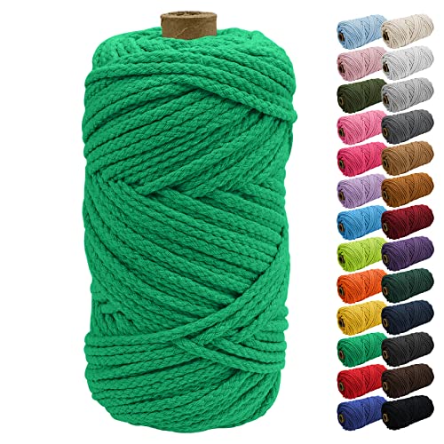 Uiopa Macrame Cord 5mm x 90m, Thick Macrame Rope 8-Strand Braided Cotton Rope