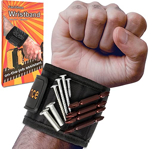 Magnetic Wristband Strong Magnet Wrist Tools Holder for Screws,Nails,Drill Bits, Tool Gadget Gifts for Men Dad Father Day Black