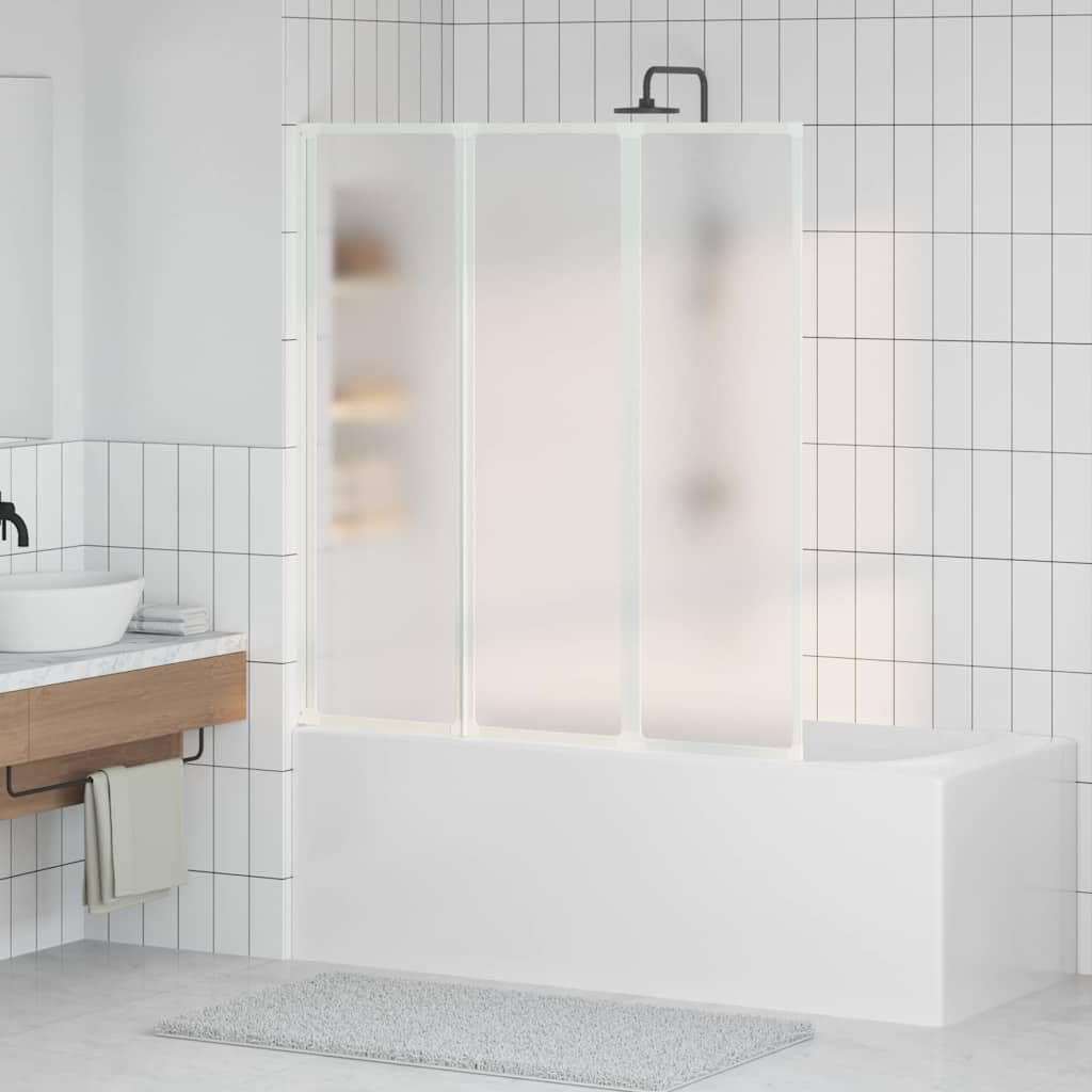 IKAYAA Mamparas de Bañera 132 x 140 cm Biombo de Baño Mampara Bañera Abatible de Aluminio & Panel de PP