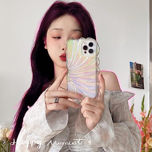 Ly&Sasif Iphone 13 Pro Max Case, Luxury Holographic Cute Laser 3D Shell Pattern Flashing Flash Wave Shaped Phone Case For Women And Girls Silicone Protective Case (Iphone 13 Pro Max 6.7 Inch) #TOP3