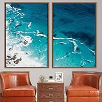 2 Piece Framed Canvas Wall Art Coastal Beach Canvas Prints Home Artwork Decoration for Living Room,Bedroom - 16
