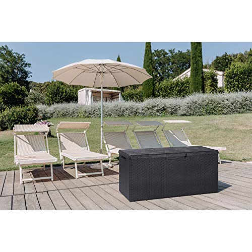 Toomax Z175E097 Portofino Weather Resistant Heavy Duty 90 Gallon Novel Resin Outdoor Storage Deck Box W/Lockable Lid & 450 Pound Weight Capacity, Gray #TOP6