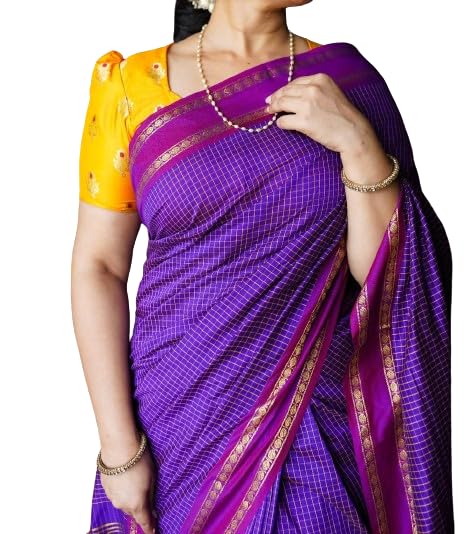 Mageswari Creation Women's Pure Kalyani Cotton Aarani Koora Kattam Sarees With Rudraksha Boarder With Running Blouse-image-11