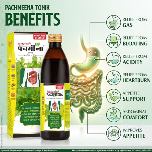 Image of Multani Pachmeena Tonik Digestive Syrup |Ayurvedic Products For Better Digestion | Relief From Gas, Bloating, Abdominal Discomfort | Usefull In Improving Appetite | 300 Ml (Pack of 2)