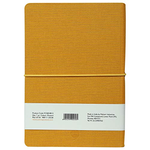 Image of COMMA Regina - A5 Size - Hard Bound Notebook with a Horizontal Elastic Band Closure - 192 Pages - 80gsm Natural Shade Paper - Fabric Cover Material - (Mustard Yellow)