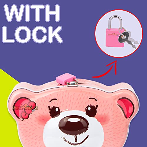 Image of Zest 4 Toyz Money Bank for Kids Metal Piggy Bank with Lock N Key Money Saving Box Gullak Money Box Coin Bank Kids Cash Box Return Gifts
