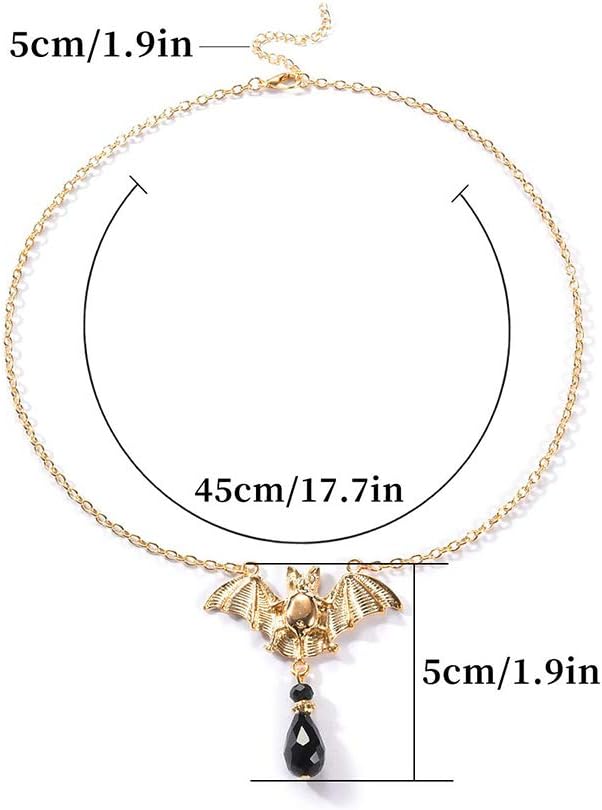 Yalice Halloween Black Crystal Necklace Chain Gothic Bat Pendant Necklaces Witch Jewelry for Women - Image 5